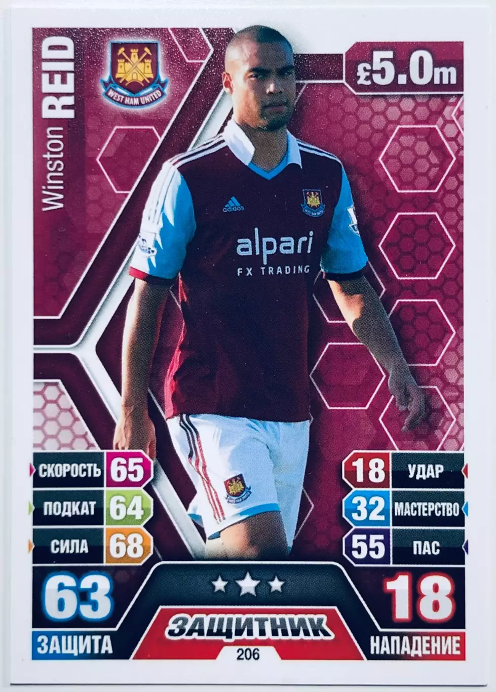 Карточка Winston Reid West Ham United FC