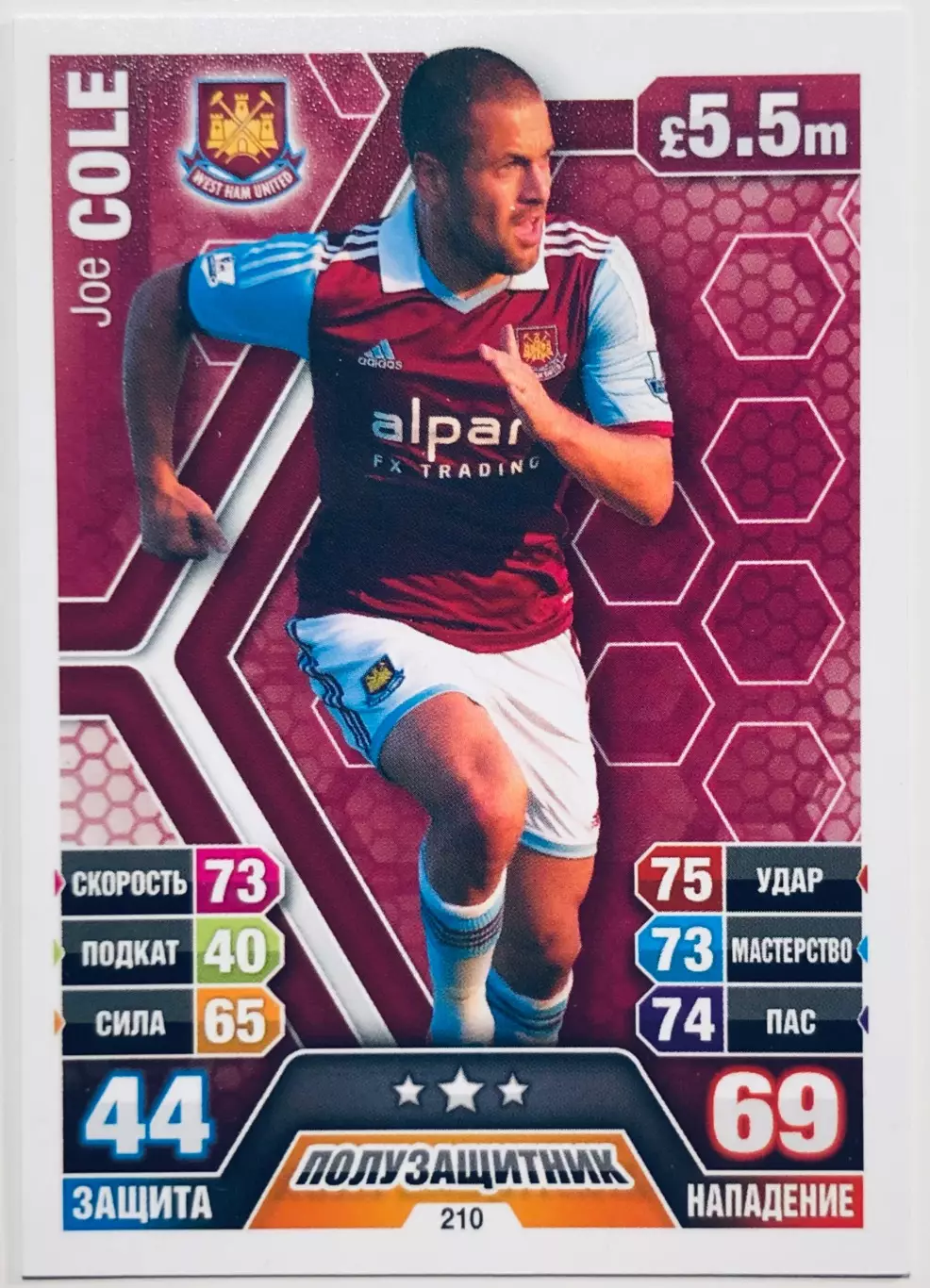 Карточка Joe Cole West Ham United FC