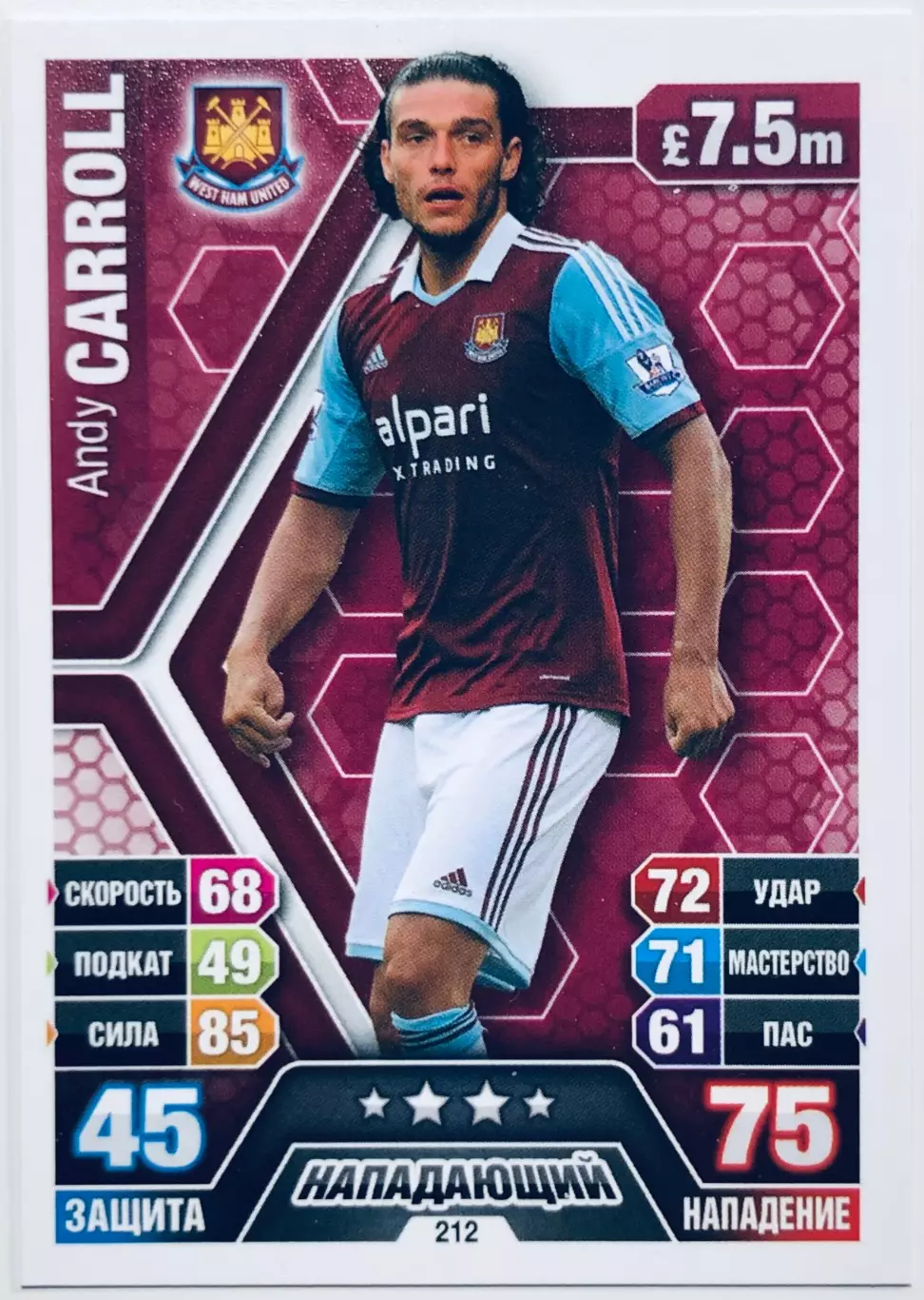 Карточка Andy Carroll West Ham United FC