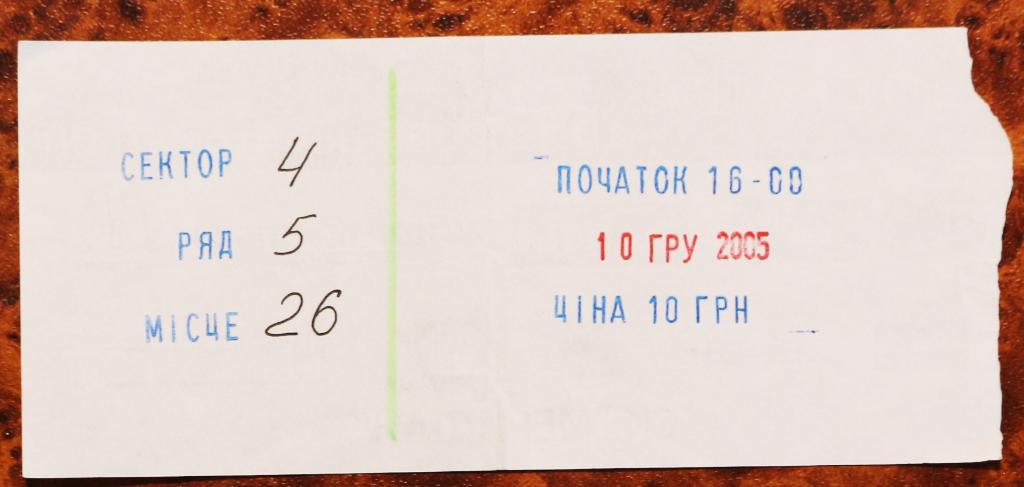 Баскетбол Билет БК Киев - БК Днепр Днипро ////////// 10.12.2005 1