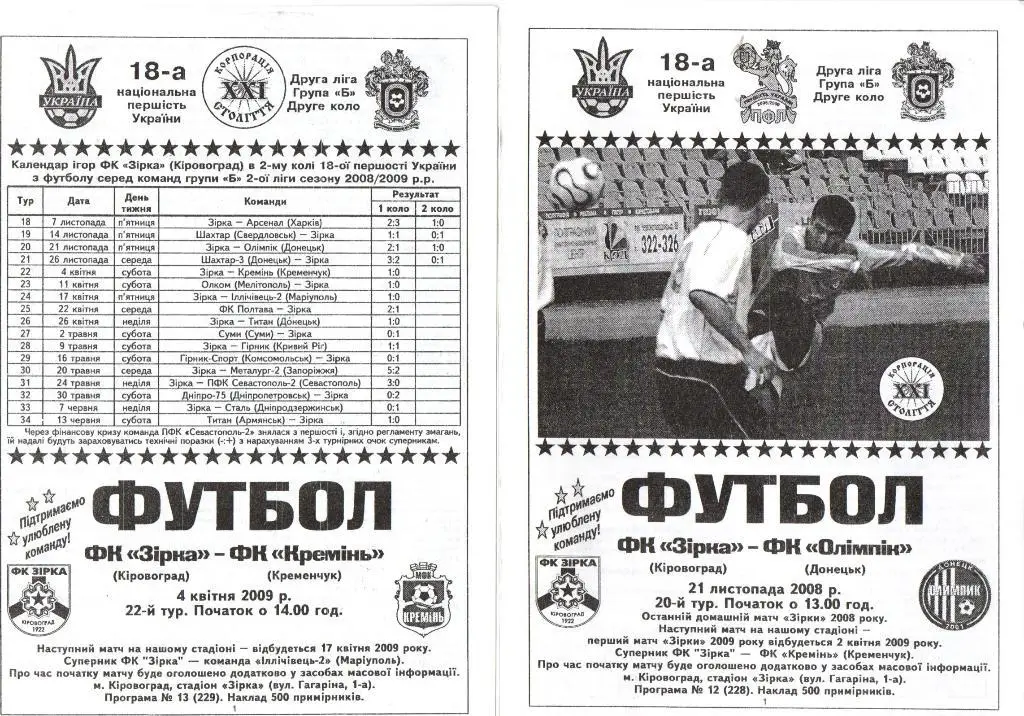 Звезда Кировоград - Олимпик Донецк 21.11.2008