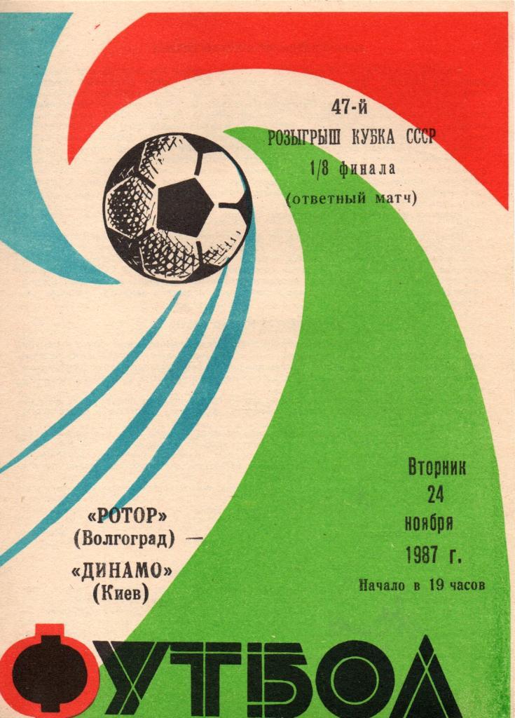 Ротор Волгоград - Динамо Киев 1987. Кубок СССР