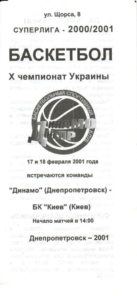 Динамо Днепропетровск - БК Киев 2001