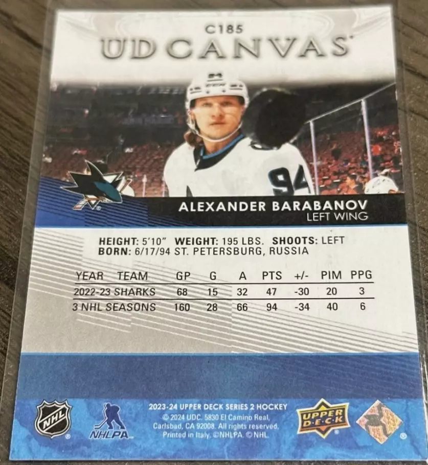 Александр Барабанов San Jose Sharks/Сан-Хосе Шаркс, НХЛ/КХЛ Barabanov 1