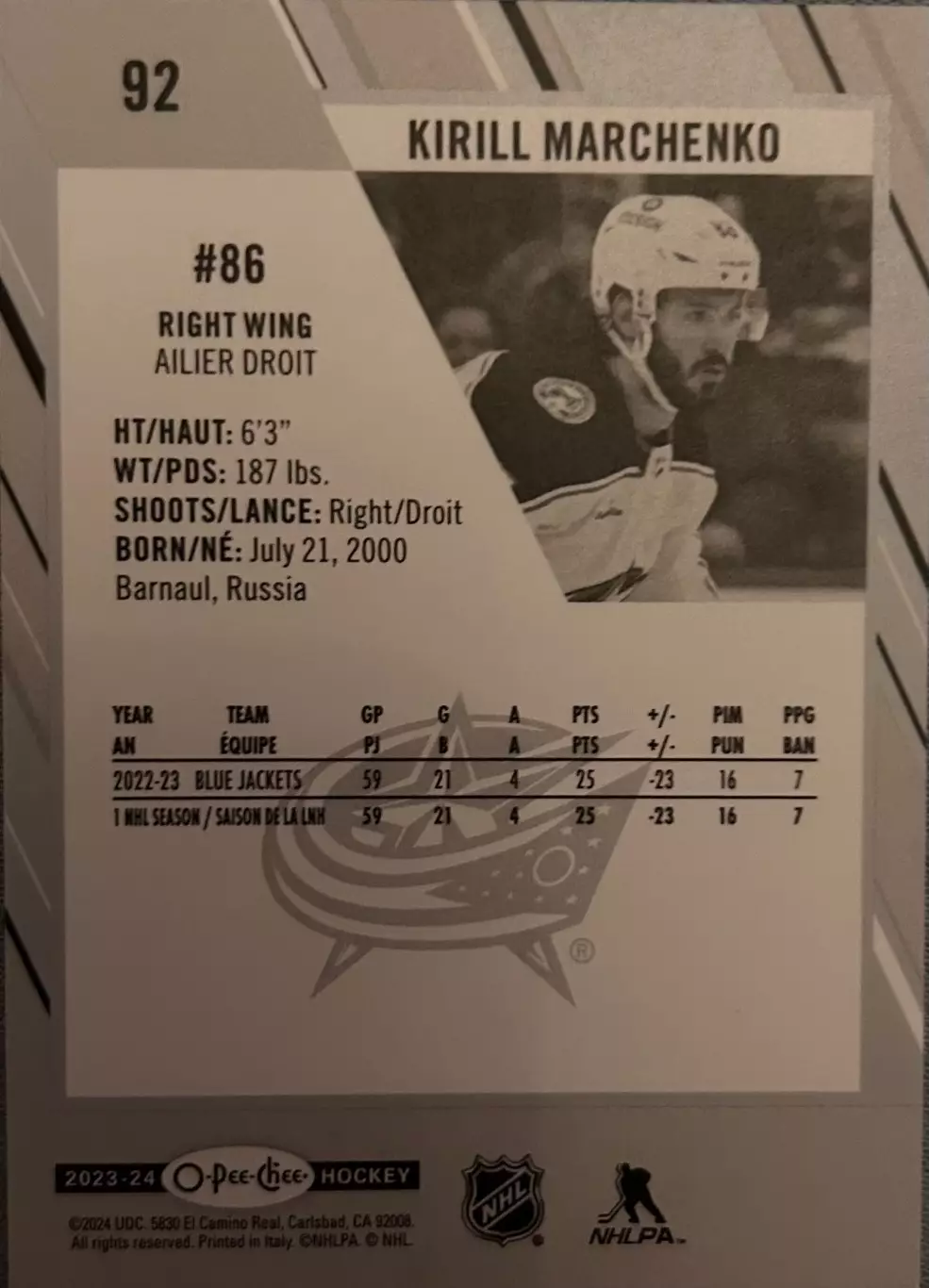 Кирилл Марченко (Columbus Blue Jackets/Коламбус) НХЛ/NHL/КХЛ Marchenko Kirill 1