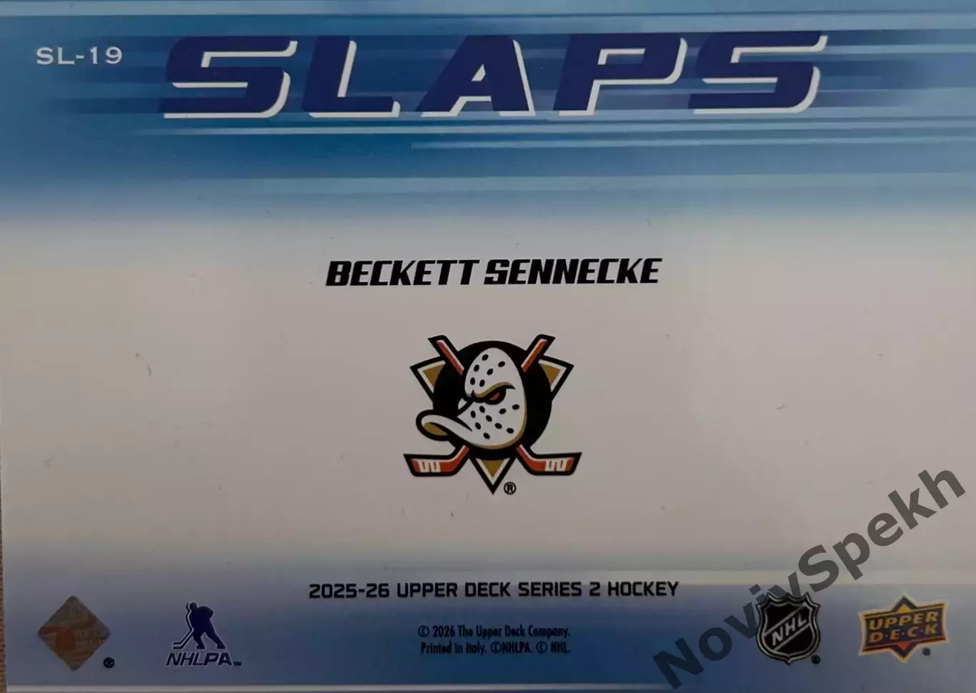 Beckett Sennecke-Бекет Сенекке Anaheim Ducks- Анахайм Дакс НХЛ/NHL Young guns Sl 1