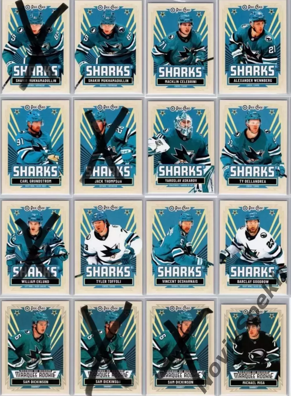 Карточки San-Jose Sharks NHL Сан-Хосе Селебрини, Смит, Миса, Аскаров, Дикинсон 1