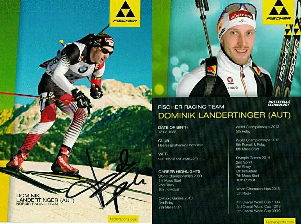 Доминик Ландертингер автограф-карта биатлон