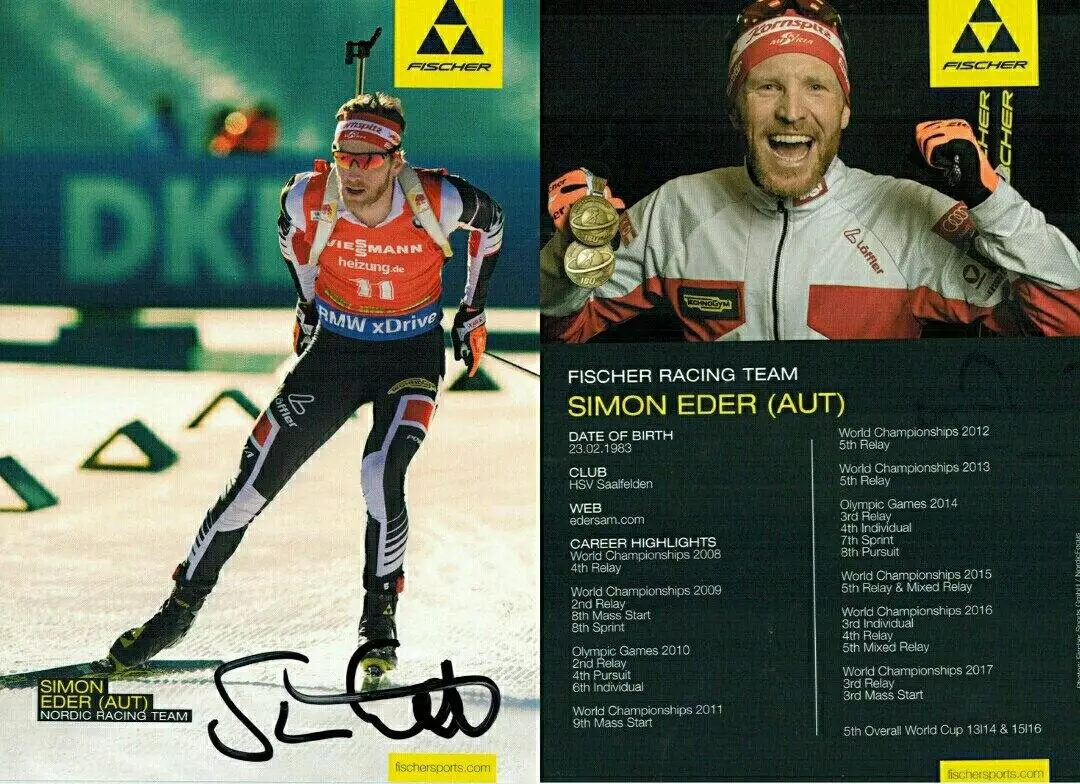 Симон Эдер автограф-карта биатлон