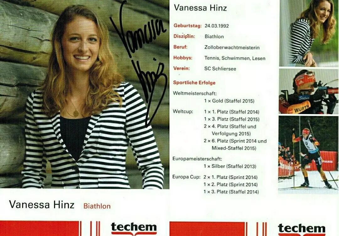 Ванесса Хинц автограф-карта биатлон