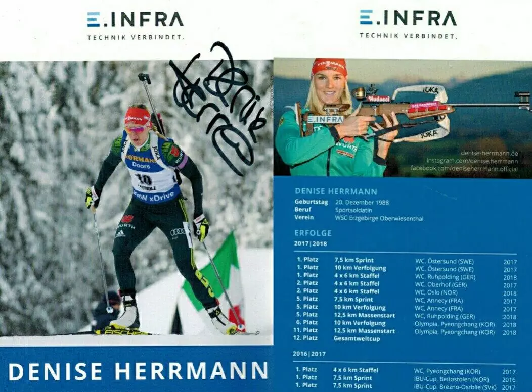 Дениз Херрманн автограф-карта биатлон