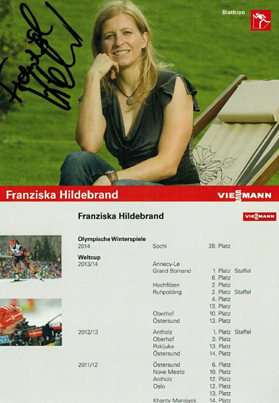 Франциска Хильдебранд автограф-карта биатлон