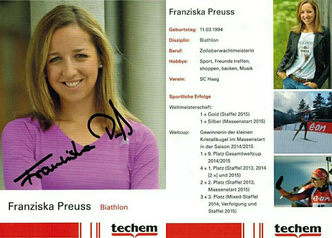 Франциска Пройсс автограф-карта биатлон