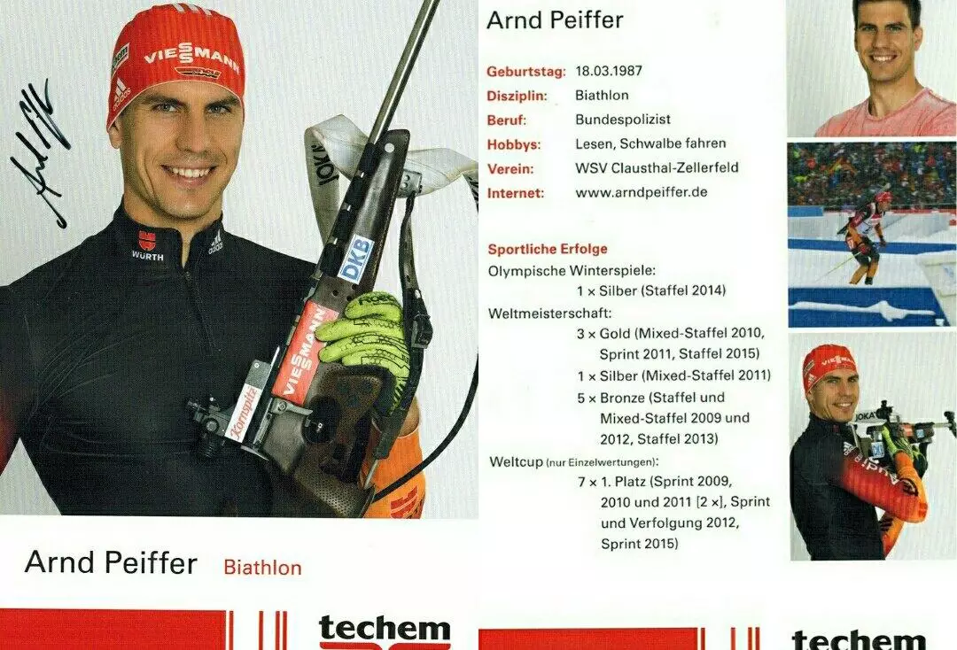 Арнд Пайффер автограф-карта биатлон