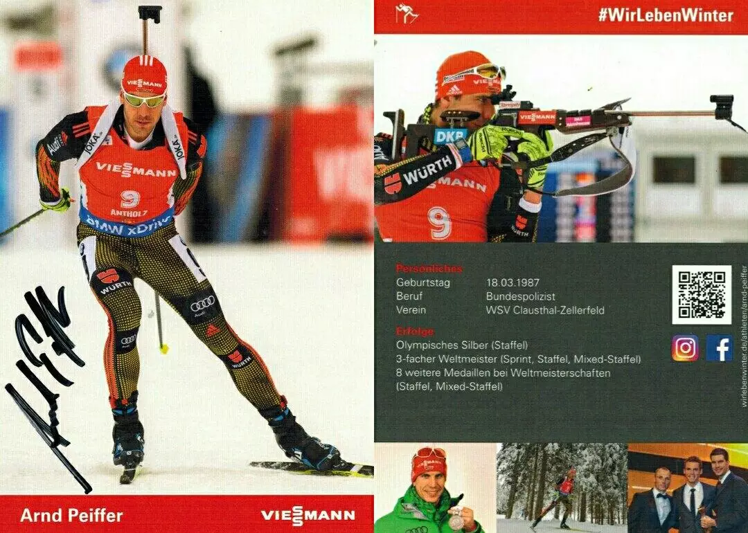 Арнд Пайффер автограф-карта биатлон