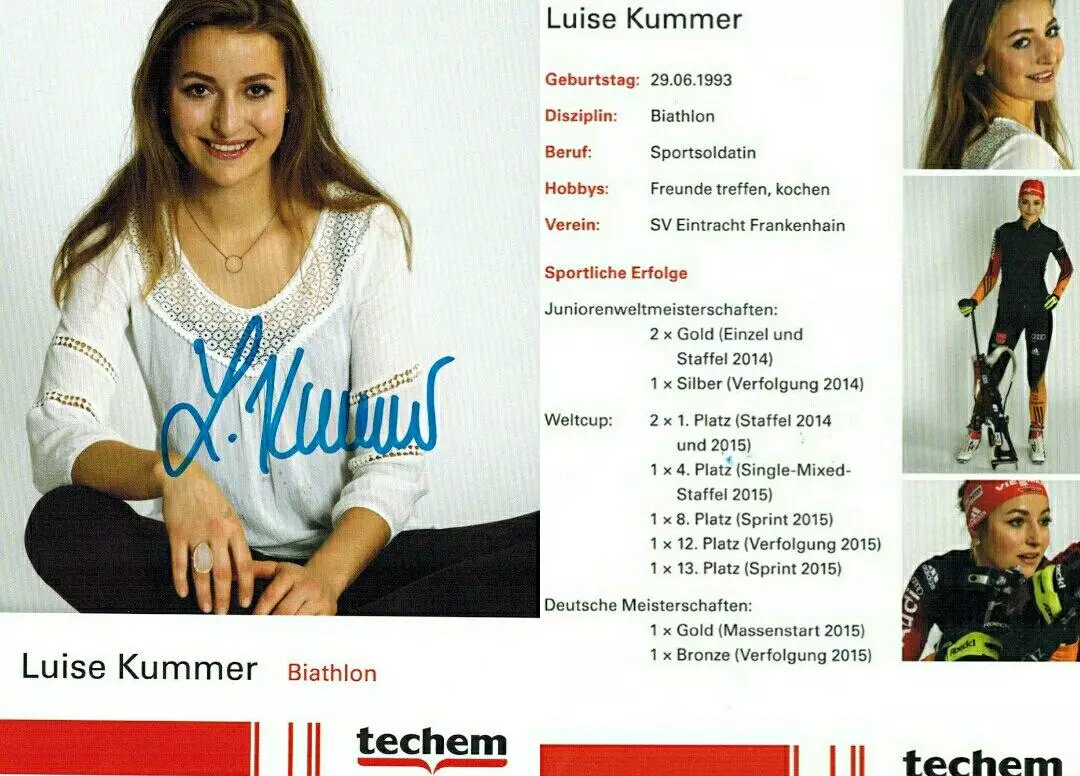 Луизе Куммер автограф-карта биатлон