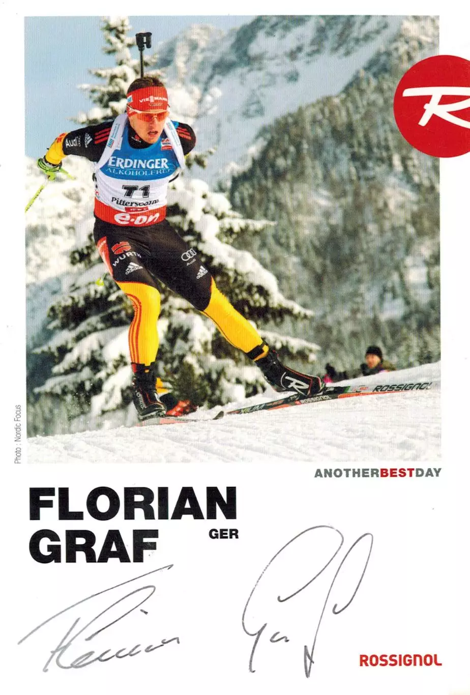 Флориан Граф автограф-карта биатлон