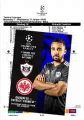 КАРАБАХ Азербайджан АЙНТРАХТ Франкфурт Германия 21 января 2026 ЛЧ ФАН 12с+ оф ТШ