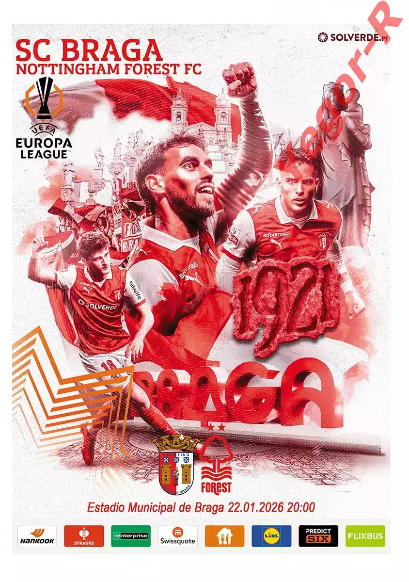 БРАГА Португалия - НОТТИНГЕМ ФОРЕСТ Англия 22 января 2026 ЛЕ ФАН 16 стр+ офиц ТШ