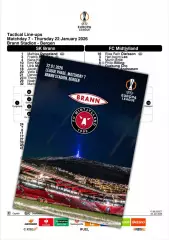 БРАНН Берген Норвегия - МИДТЬЮЛЛАНД Дания 22 января 2026 ЛЕ ФАН 12 стр+ офиц ТШ