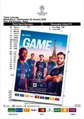 ПСЖ Париж Франция - НЬЮКАСЛ ЮНАЙТЕД Англия 28 января 2026 ЛЧ ФАН 16 стр+ офиц ТШ