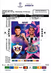 КАРАБАХ Азербайджан - НЬЮКАСЛ ЮНАЙТЕД Англия 18 февраля 2026 ЛЧ ФАН 16с+ офиц ТШ