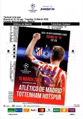 АТЛЕТИКО Мадрид Испания - ТОТТЕНХЭМ Англия 10 марта 2026 ЛЧ ФАН 12 стр + офиц ТШ