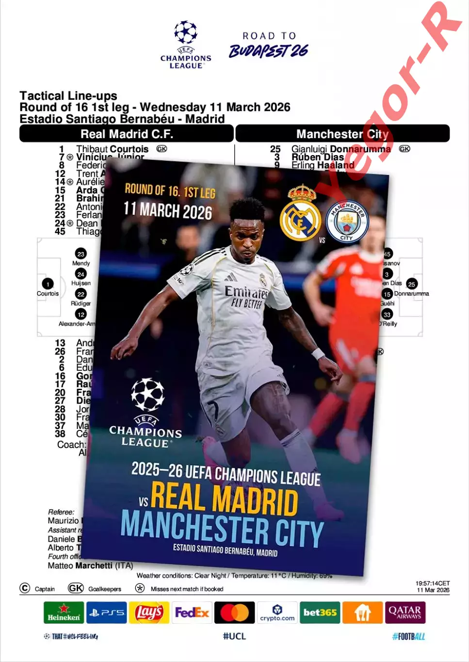 РЕАЛ Мадрид Испания - МАНЧЕСТЕР СИТИ Англия 11 марта 2026 ЛЧ ФАН 12стр + офиц ТШ