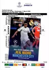 РЕАЛ Мадрид Испания - МАНЧЕСТЕР СИТИ Англия 11 марта 2026 ЛЧ ФАН 12стр + офиц ТШ