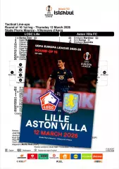 ЛИЛЛЬ Франция - АСТОН ВИЛЛА Англия 12 марта 2026 ЛЕ ФАН 12 стр + офиц ТШ