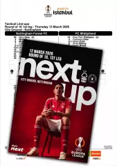 НОТТИНГЕМ ФОРЕСТ Англия - МИДТЬЮЛЛАНД Дания 12 марта 2026 ЛЕ ФАН 12стр + офиц ТШ