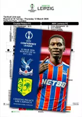 КРИСТАЛ ПЭЛАС Англия - АЕК Ларнака Кипр 12 марта 2026 ЛК ФАН 12 стр + офиц ТШ