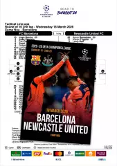 БАРСЕЛОНА Испания - НЬЮКАСЛ ЮНАЙТЕД Англия 18 марта 2026 ЛЧ ФАН 12 стр + офиц ТШ