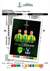 АЕК Ларнака Кипр - КРИСТАЛ ПЭЛАС Англия 19 марта 2026 ЛК ФАН 16 стр + офиц ТШ