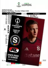 СПАРТА Прага Чехия - АЗ Алкмаар Нидерланды 19 марта 2026 ЛК ФАН 12 стр + офиц ТШ