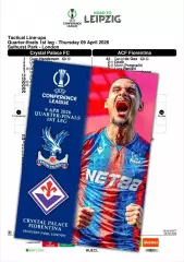 КРИСТАЛ ПЭЛАС Англия - ФИОРЕНТИНА Италия 9 апреля 2026 ЛК ФАН 12 стр + офиц ТШ