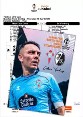 СЕЛЬТА Испания - ФРАЙБУРГ Германия 16 апреля 2026 ЛЕ ФАН 12 стр + офиц ТШ