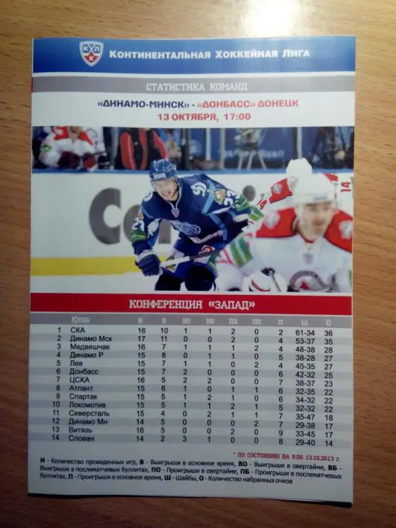 Динамо Минск Беларусь Донбасс Донецк Украина 13 октября 2013 КХЛ программа ВИП