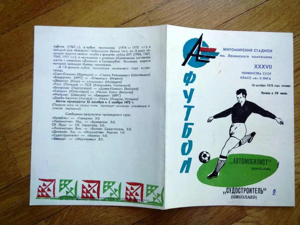 Автомобилист Житомир - Судостроитель Николаев 1975 состояние на фото