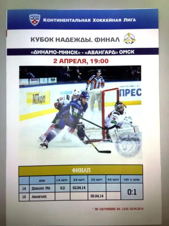 Динамо Минск Беларусь Авангард Омск Россия 15 марта 2014 КХЛ Кубок Надежды 2матч