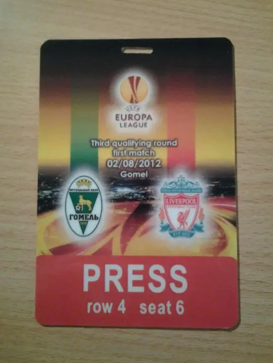 Гомель Беларусь - Ливерпуль Англия 2012 Лига Европы УЕФА бейджи разные (4 вида)