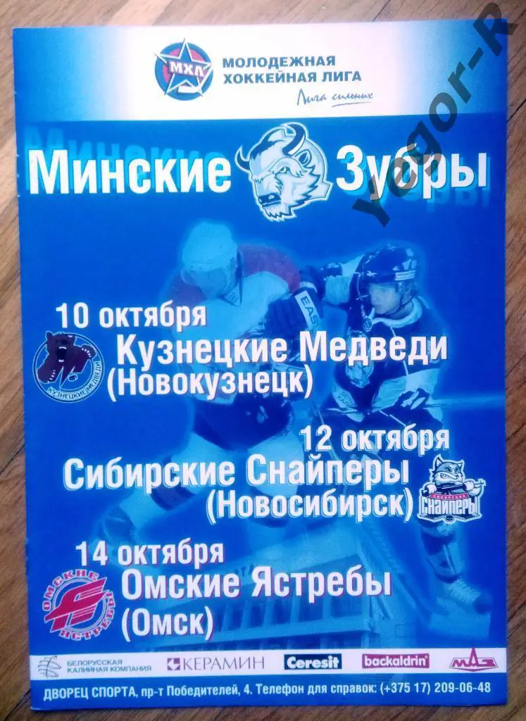 Минские Зубры Беларусь Новокузнецк Новосибирск Омск Россия 2010-11 МХЛ