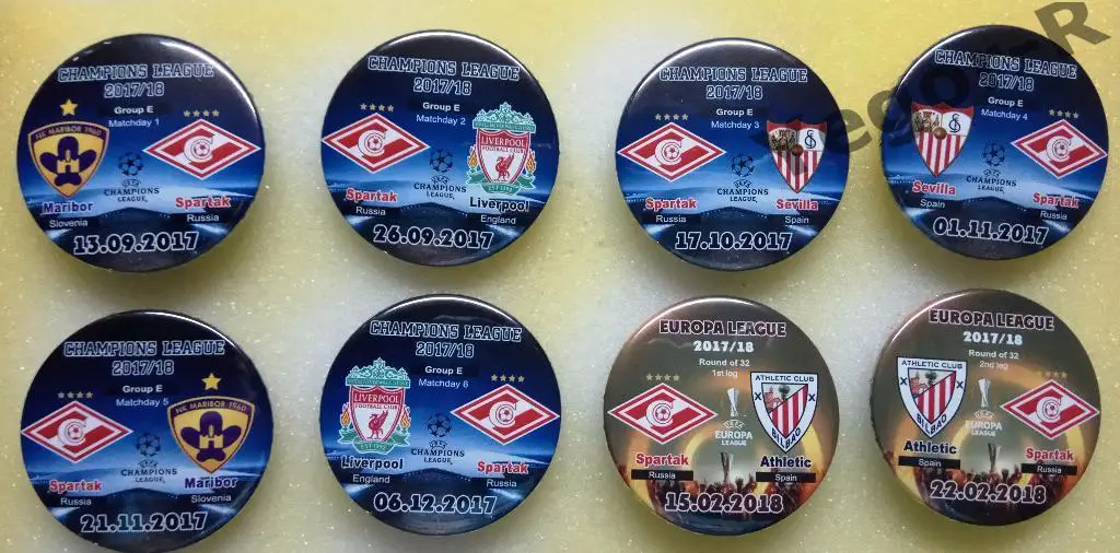 АТЛЕТИК Бильбао Испания СПАРТАК Москва Россия 2018 ЛЕ матчевые значки цена за 1
