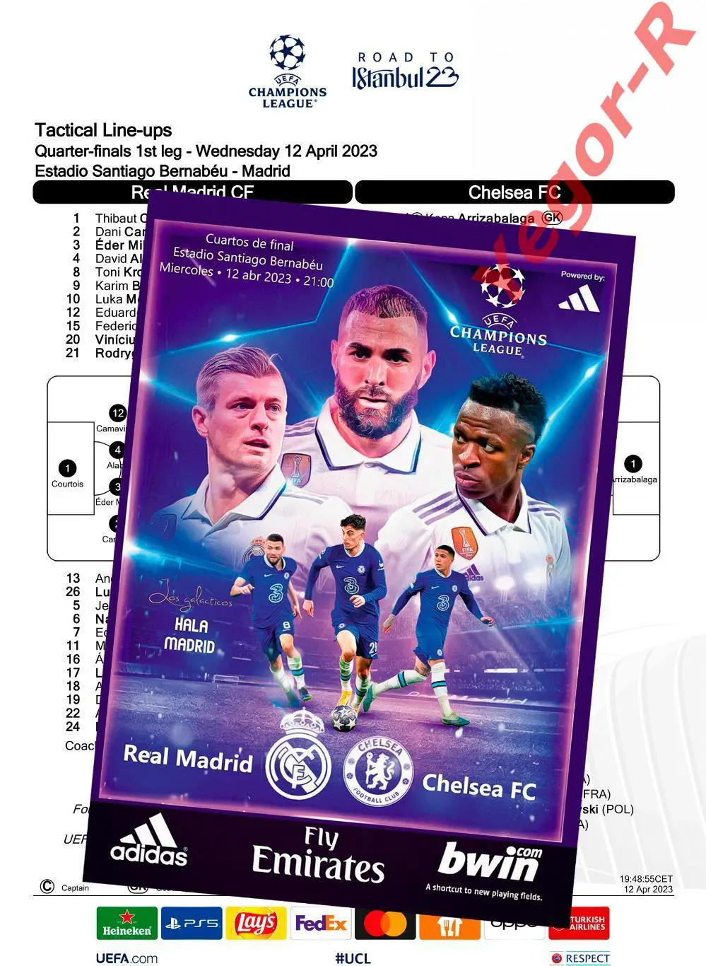 РЕАЛ Мадрид Испания - ЧЕЛСИ Лондон Англия 12 апреля 2023 ЛЧ ФАН 16 стр + ОФИЦ ТШ