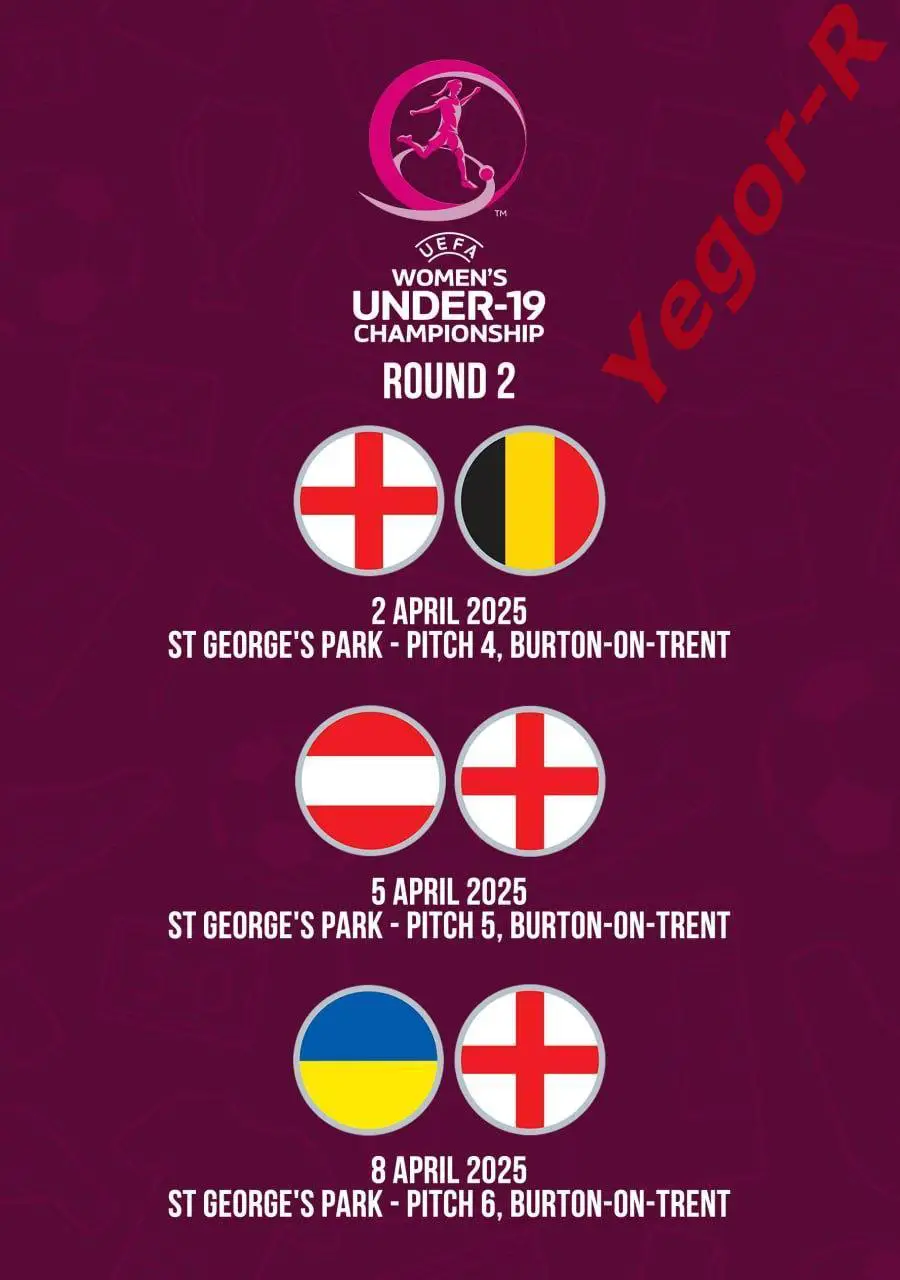 АНГЛИЯ - БЕЛЬГИЯ + АВСТРИЯ + УКРАИНА 2 - 5 апреля 2025 отбор ЧЕ U19 Женщины ФАН