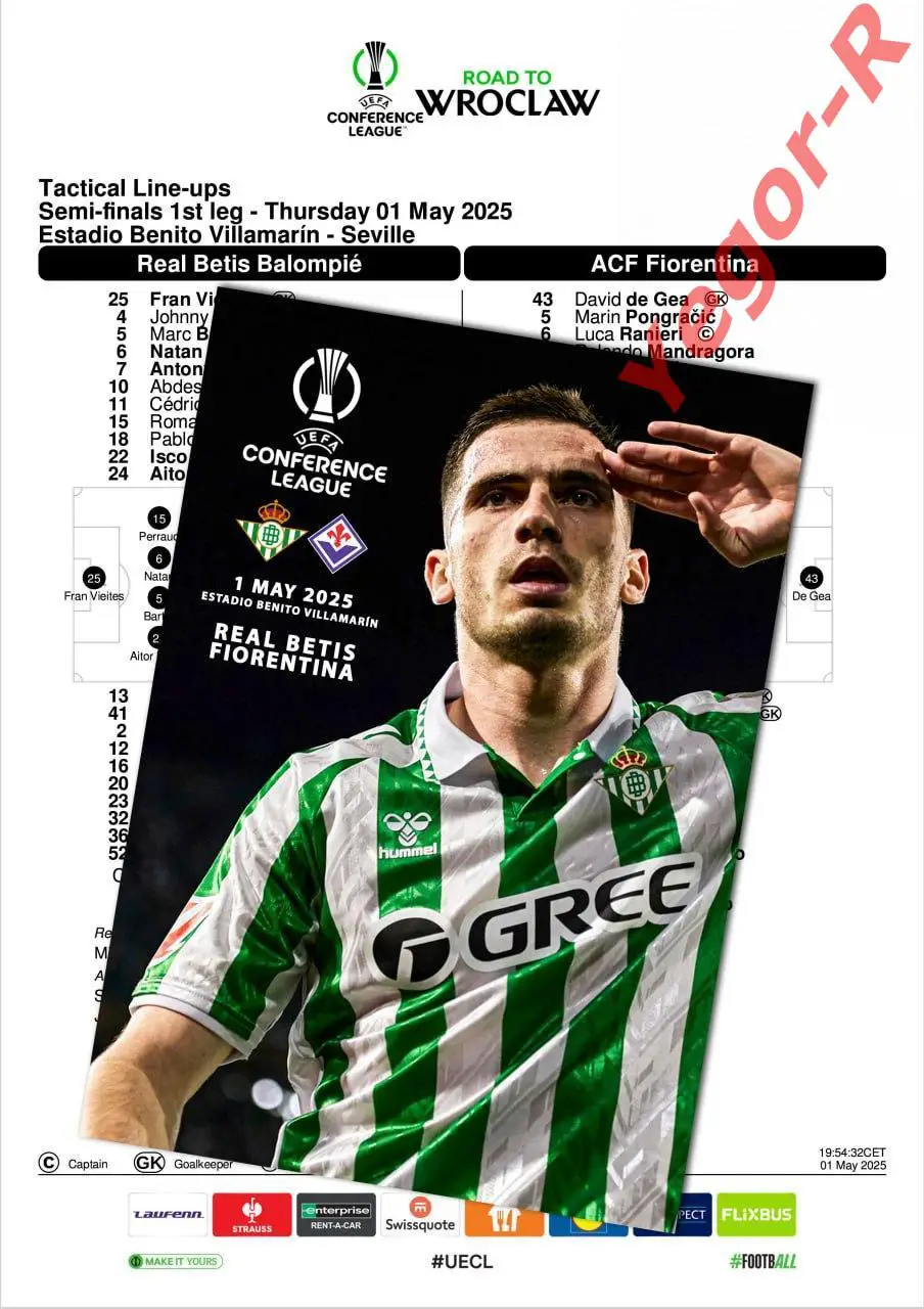 БЕТИС Севилья Испания - ФИОРЕНТИНА Италия 1 мая 2025 ЛК ФАН 12 стр + офиц ТШ