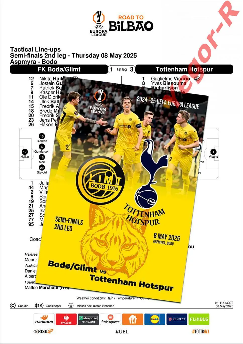 БОДО ГЛИМТ Норвегия - ТОТТЕНХЭМ Лондон Англия 8 мая 2025 ЛЕ ФАН 12 стр + офиц ТШ
