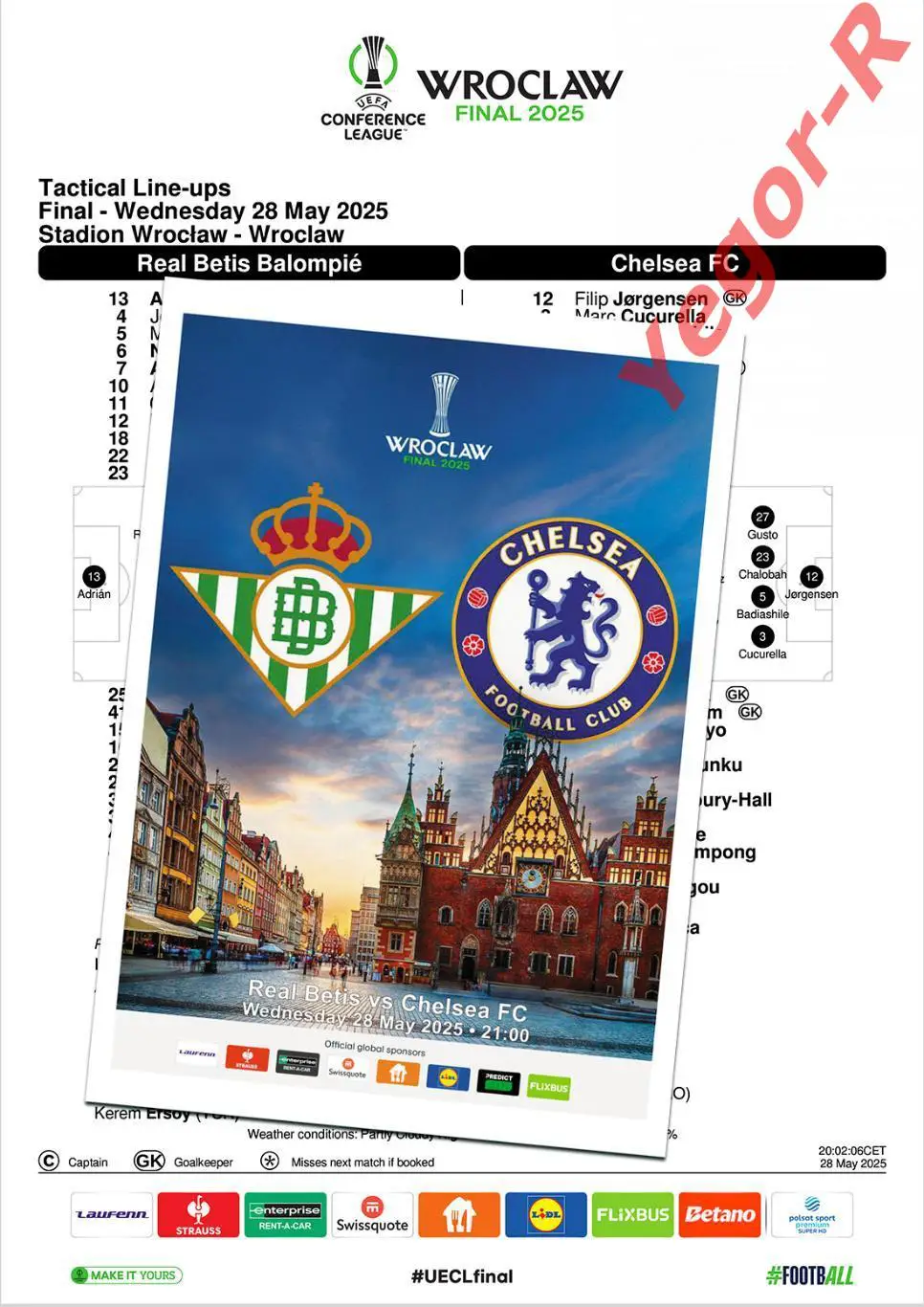 БЕТИС Севилья Испания - ЧЕЛСИ Лондон Англия 28 мая 2025 Л ФИНАЛ ФАН 16с+ офиц ТШ