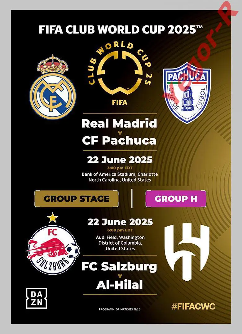 №16 РЕАЛ Мадрид Испания - ПАЧУКА Мексика 22 июня 2025 Клубный ЧМ
