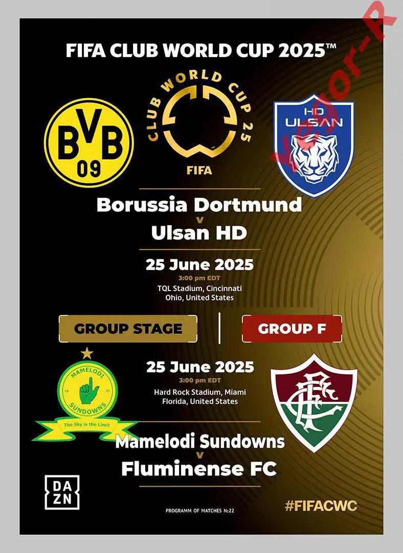 №22 БОРУССИЯ Дортмунд Германия - УЛЬСАН Южная Корея 25 июня 2025 Клубный ЧМ